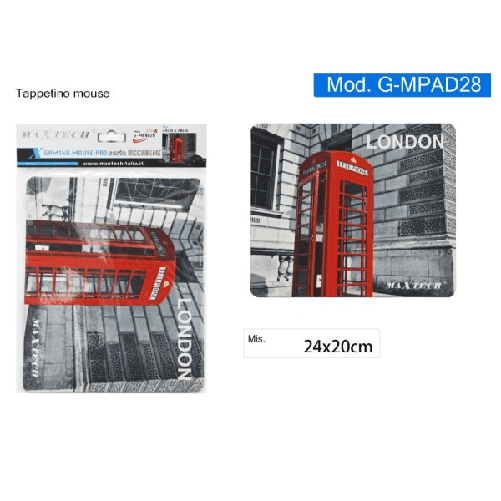Maxtech-tappetino Mouse Pad Gaming Cabina Telefonica Rossa Londra Antiscivolo G-mpad28 -