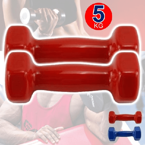 Trade Shop Traesio-coppia Di Manubri In Vinile Da 5 Kg Ognuno Manubri Pesi Palestra Fitness -