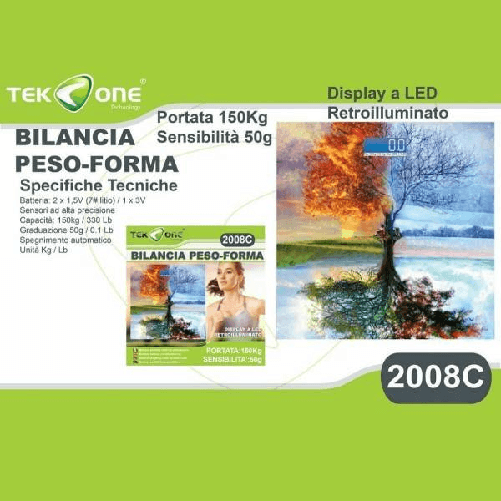 Trade Shop Traesio-bilancia Pesapersone Tekone 2008c Misura Peso Digitale Display Fantasy 150kg -