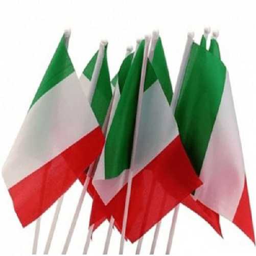 3 Bandiere Con Asta 45x30 Italia Italiana Tricolore Nazionale Mondiali Europei -