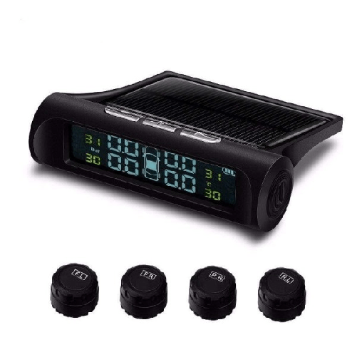 Trade Shop Traesio-misuratore Di Pressione Ruote Auto Digitale Solare Wireless Tpms 4 Sensori -