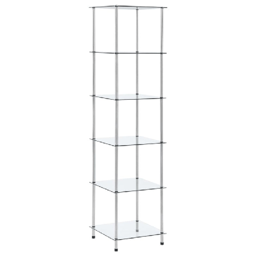 Scaffale a 6 Livelli Trasparente 40x40x160cm in Vetro Temperato