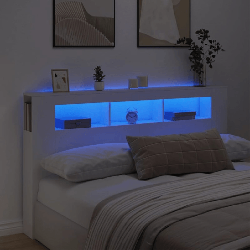 Testiera LED Bianca 180x18,5x103,5 cm Legno ingegnerizzato