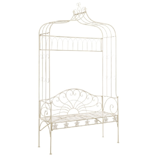 Panchina da Giardino 122 cm in Ferro Bianco Anticato