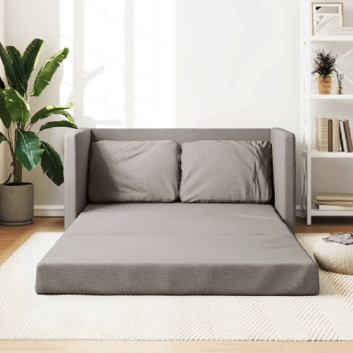 Divano Letto da Terra 2 in 1 Tortora 112x174x55 cm Tessuto