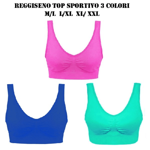 Trade Shop Traesio-3 Pz Reggiseno Reggi Seno Bra Sportivo 3 Colori Sport Intimo Donna Reggiseni Tg. - L-xl Taglia M-L