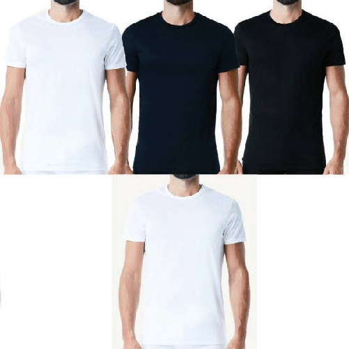 Trade Shop Traesio-maglia Da Uomo Intima Manica Corta A Girocollo Taglia M 100% Cotone Colore - Blu Chiaro Colore Nero