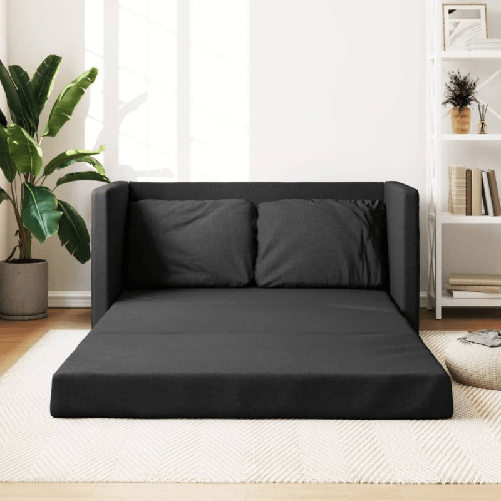 Divano Letto da Terra 2 in 1 Nero 112x174x55 cm Tessuto