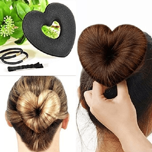 Trade Shop Traesio-chignon A Forma Di Cuore Con 5 Forcine E 2 Codini Per Capelli Acconciatura Moda -