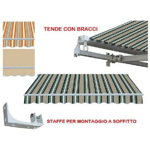 Brixo Tenda da Sole con Braccia 250x200cm Verde-Beige