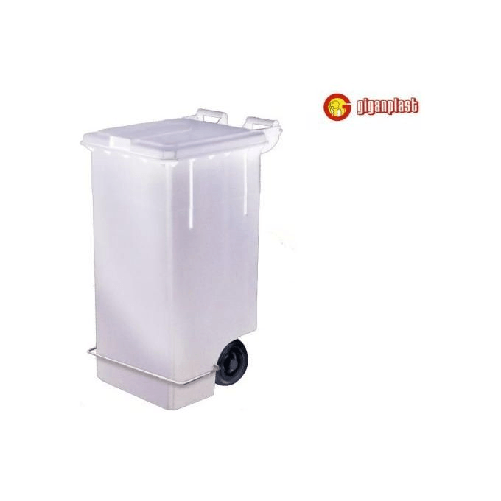 GiganPlast Bidone Immondizia con ruote e pedale bianco 80 litri