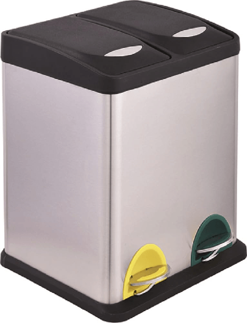 Vigor Pattumiera Differenziata Inox Bis 88 Litri 31x31x40cm