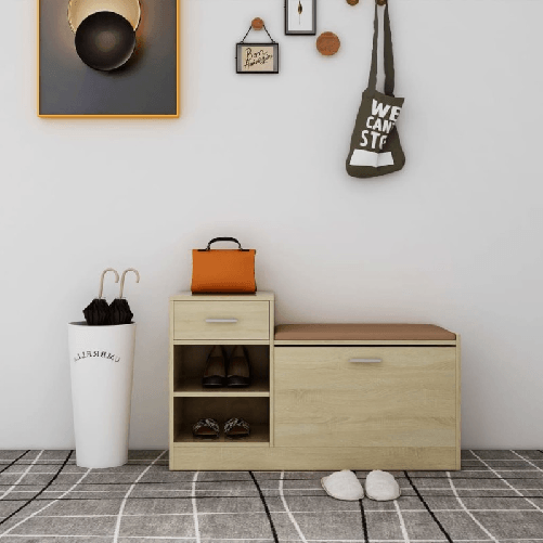 vidaXL Panca Portascarpe Rovere Sonoma 94,5x31x57 cm in Truciolato