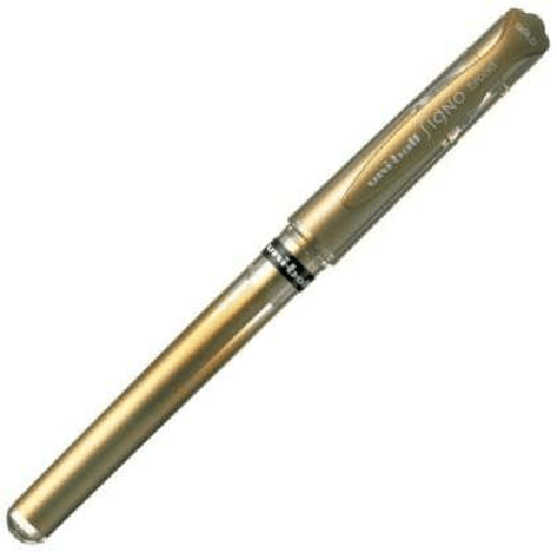 Uniball Penna gel - sfera - punta in acciaio inossidabile da 1 mm - corsa 0,60 mm ca - Inchiostro gel Uni-Ball Signo Penna stick a sfera Oro