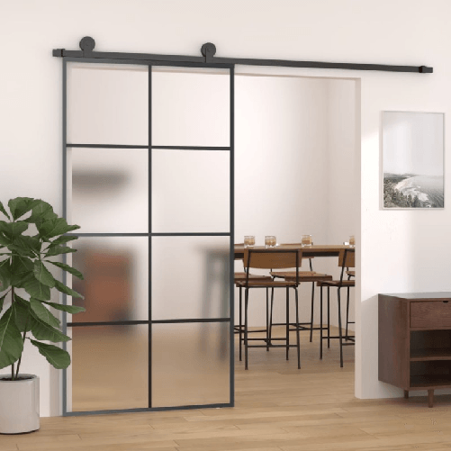 vidaXL Porta Scorrevole con Ferramenta 102,5x205cm Vetro ESG Alluminio