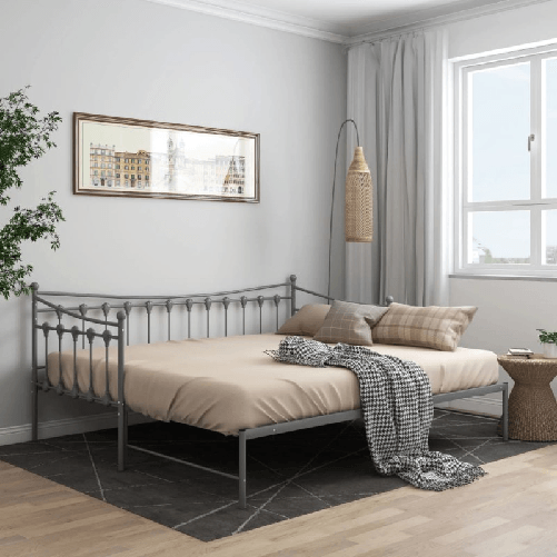 Telaio Divano Letto Estraibile Grigio in Metallo 90x200 cm
