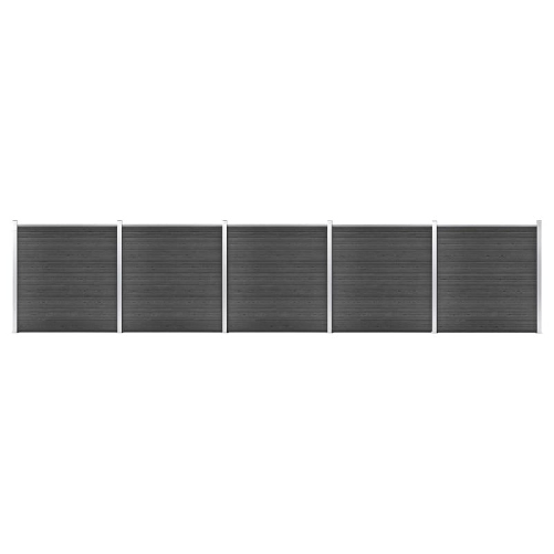 vidaXL Set Pannelli di Recinzione in WPC 872x186 cm Nero