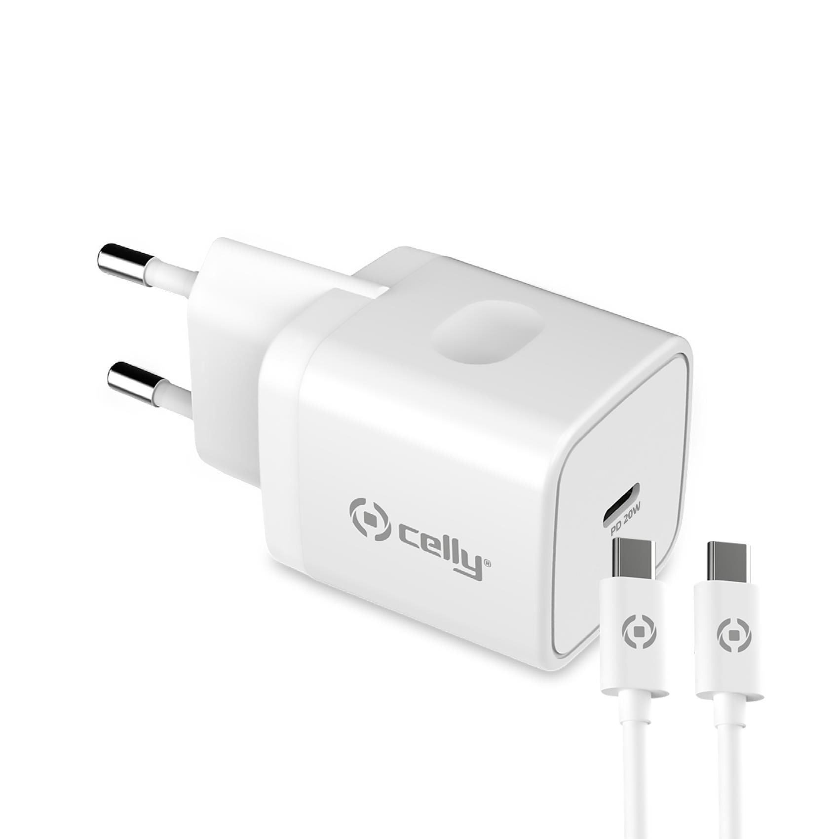 Celly TC1C20WTYPECWH Caricabatterie per dispositivi mobili Universale Bianco AC Interno