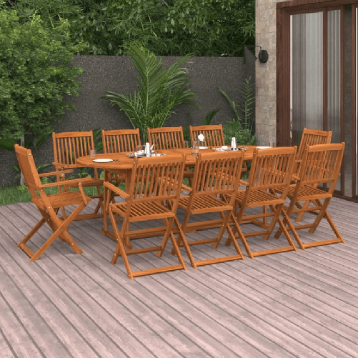 vidaXL Set da Pranzo per Giardino 11 pz in Legno Massello di Acacia