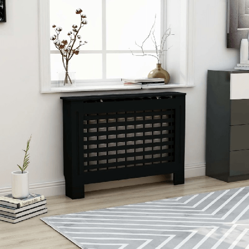 vidaXL Copertura per Radiatore Nera 112x19x81 cm in MDF