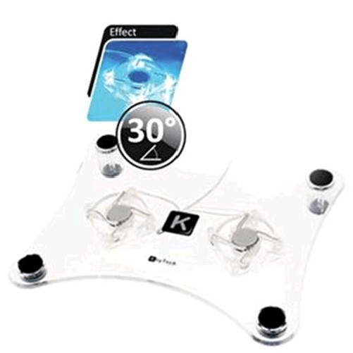 KEYTECK NOTEBOOK STAND INCLINATO 30° CON VENTOLA ILLUMINATA BLU NSTAND-1 Keyteck NSTAND-1 supporto per laptop Trasparente