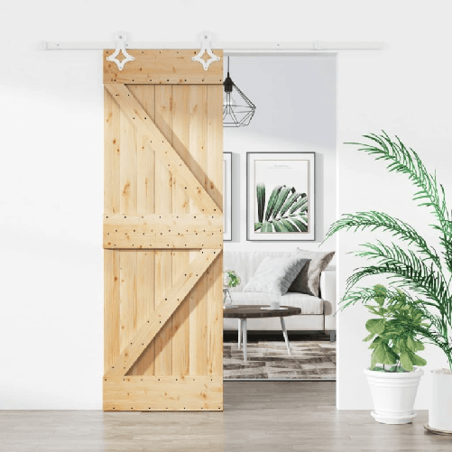 vidaXL Porta Scorrevole con Set Hardware 70x210 cm Legno Massello Pino
