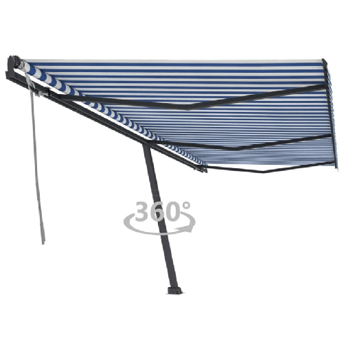 VidaXL Tenda da Sole Autoportante Manuale 600x300 cm Blu Bianca