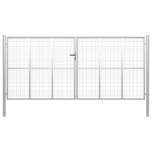 vidaXL Cancello per Giardino in Acciaio Zincato 415x225 cm Argento