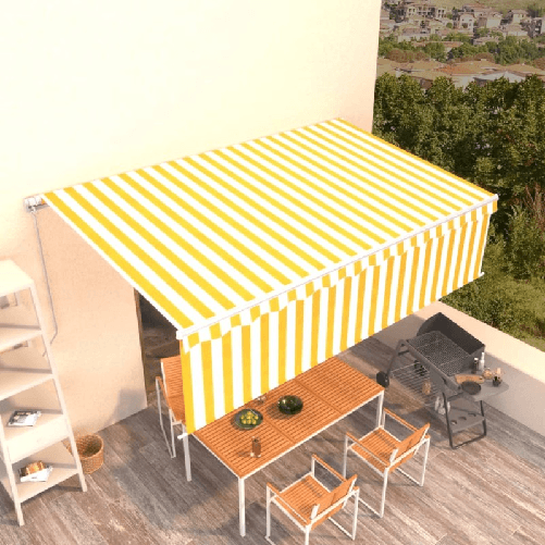Tenda Retrattile Manuale con Parasole 5x3m Gialla Bianca
