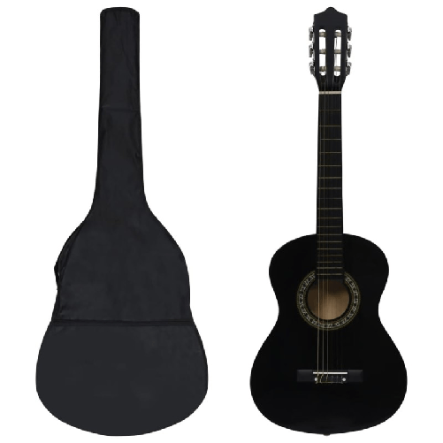 vidaXL Set Chitarra Classica per Principianti 8 pz Nera 1/2 34"