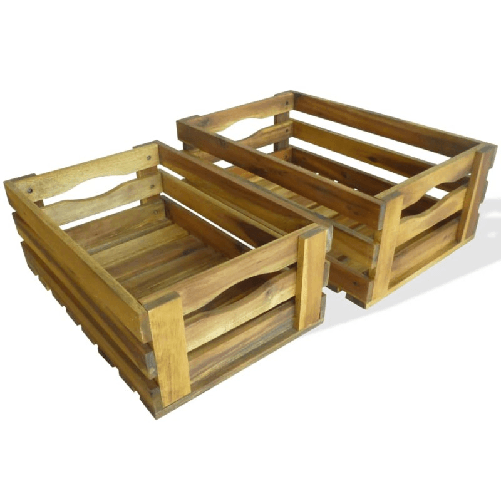 vidaXL Cassetta per Mele Set 2 pz in Legno Massello di Acacia