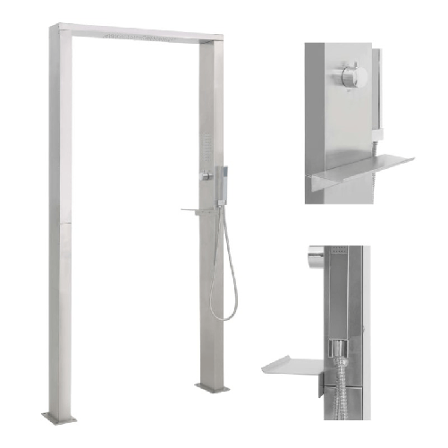 vidaXL Doccia da Giardino in Acciaio Inox a Doppio Getto