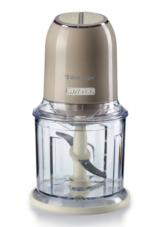 Ariete 438, Tritatutto Vintage, Chopper e Tritaghiaccio, 2 velocità, 4 lame in Acciaio Inox, Tazza graduata 600 ml, 400 W, Beige