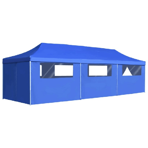 Tenda Pieghevole Pop-Up con 8 Pareti Laterali 3x9 m Blu