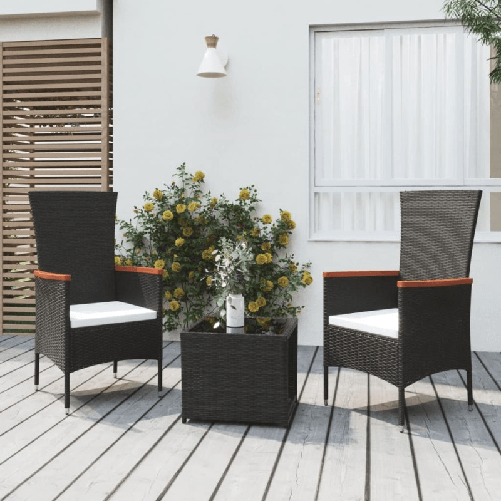 VidaXL Set Mobili da Giardino 3 pz Nero Polyrattan e Acciaio