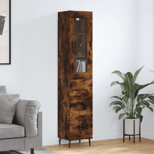 vidaXL Credenza Rovere Fumo 34,5x34x180 cm in Legno ingegnerizzato