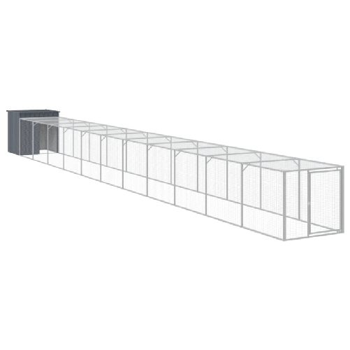 vidaXL Pollaio con Area Corsa Antracite 110x1221x110cm Acciaio Zincato