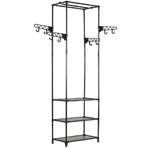 vidaXL Appendiabiti Acciaio e Tessuto non Tessuto 55x28,5x175cm Nero