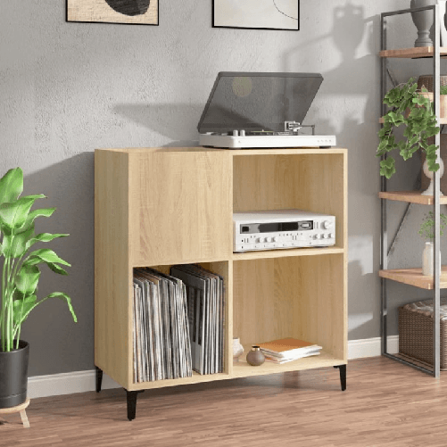 Mobile Porta Dischi Rovere Sonoma 84,5x38x89 Legno Multistrato