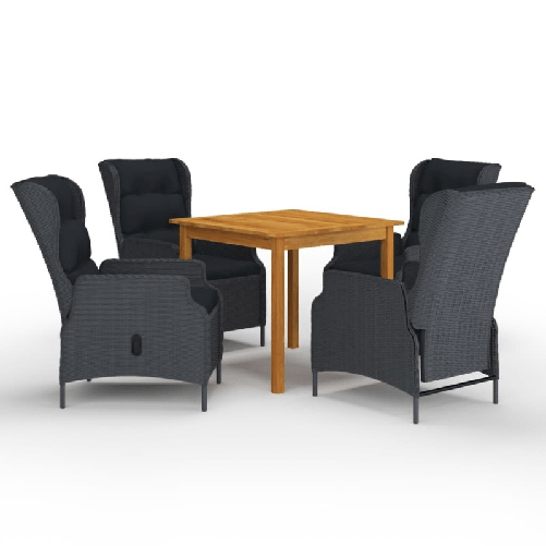 vidaXL Set Mobili da Pranzo per Giardino 5 pz Grigio Scuro
