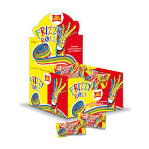 San carlo frizzy roll caramelle gusto fragola in espositore