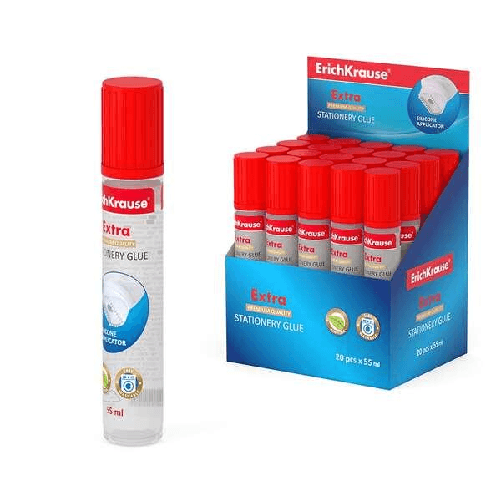 Colla Erichkrause - 55 ml - Vetrina 20 pz. - Applicatore in silicone morbido - Elevata capacitÃ Â adesiva - Trasparente -