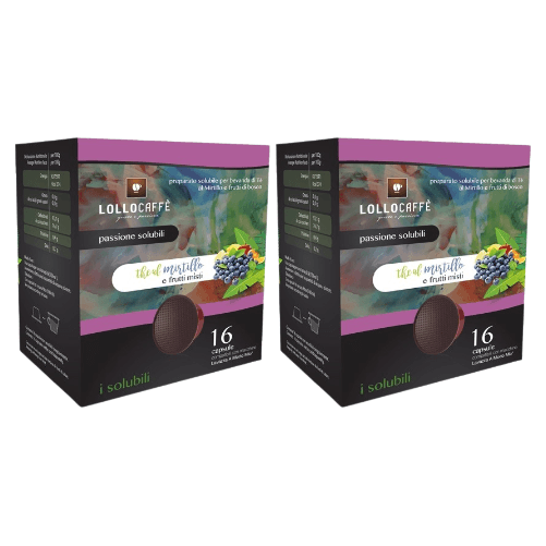 Lollo caffe te mirtillo e frutti misti compatibile lavazza a modo mio 32 capsule