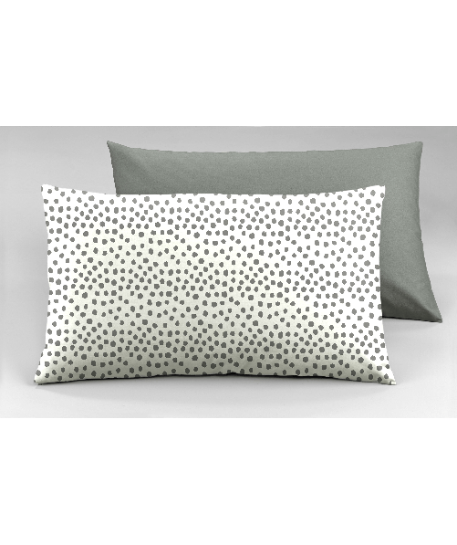 Set 2 federe coppia di federe bifaccia doubleface stampa digitale 100% cotone Made in Italy DOT MINI GRIGIO