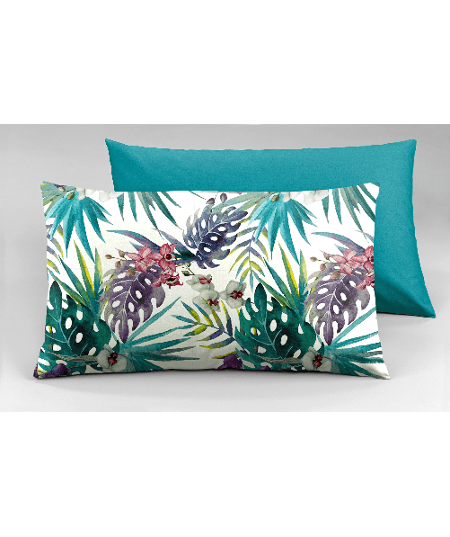 Set 2 federe coppia di federe bifaccia doubleface stampa digitale 100% cotone Made in Italy MALDIVE/VERDE