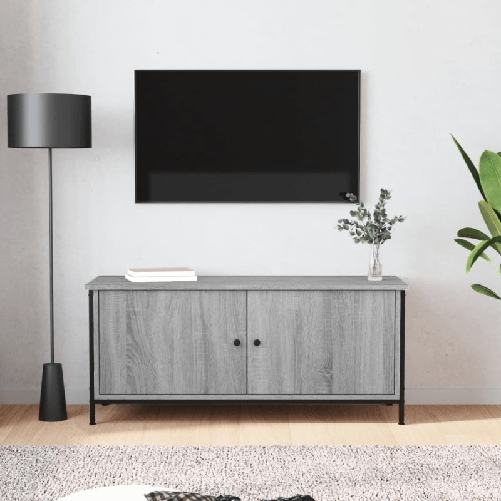 vidaXL Mobile TV con Ante Grigio Sonoma 102x35x45 cm Legno Multistrato