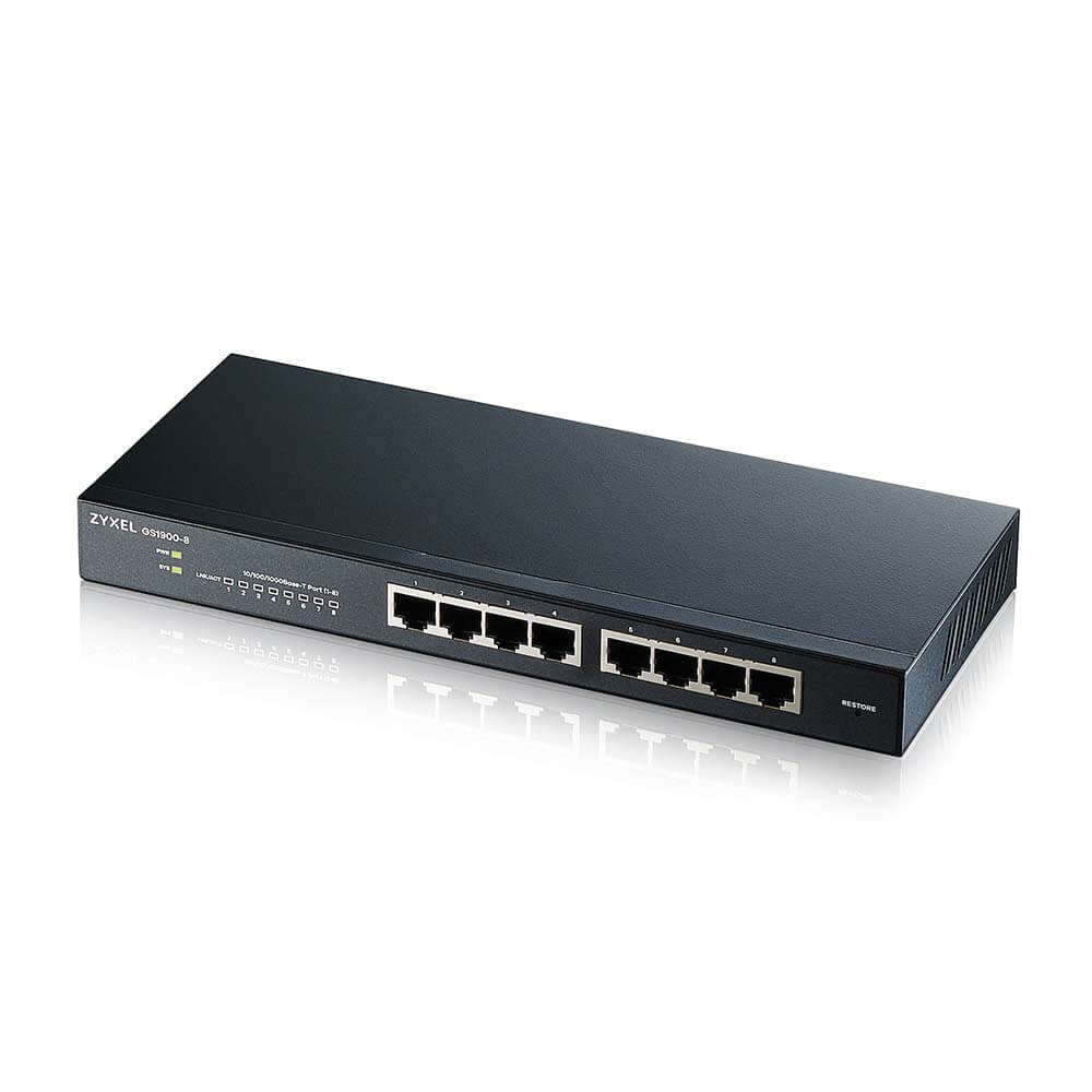 Zyxel GS1900-8 Switch Gestito L2 Gigabit Ethernet 10-100-1000 Nero Zyxel GS1900-8 Gestito L2 Gigabit Ethernet (10/100/1000) Nero