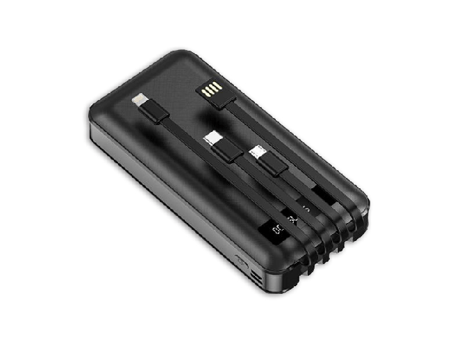 Powerbank 10000 mAh 4 cavi di ricarica (Nero)