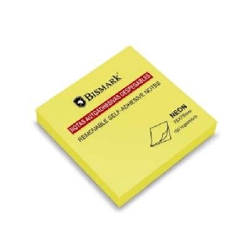 Blocco da 100 foglietti adesivi Bismark 76x76 mm - colore giallo neon