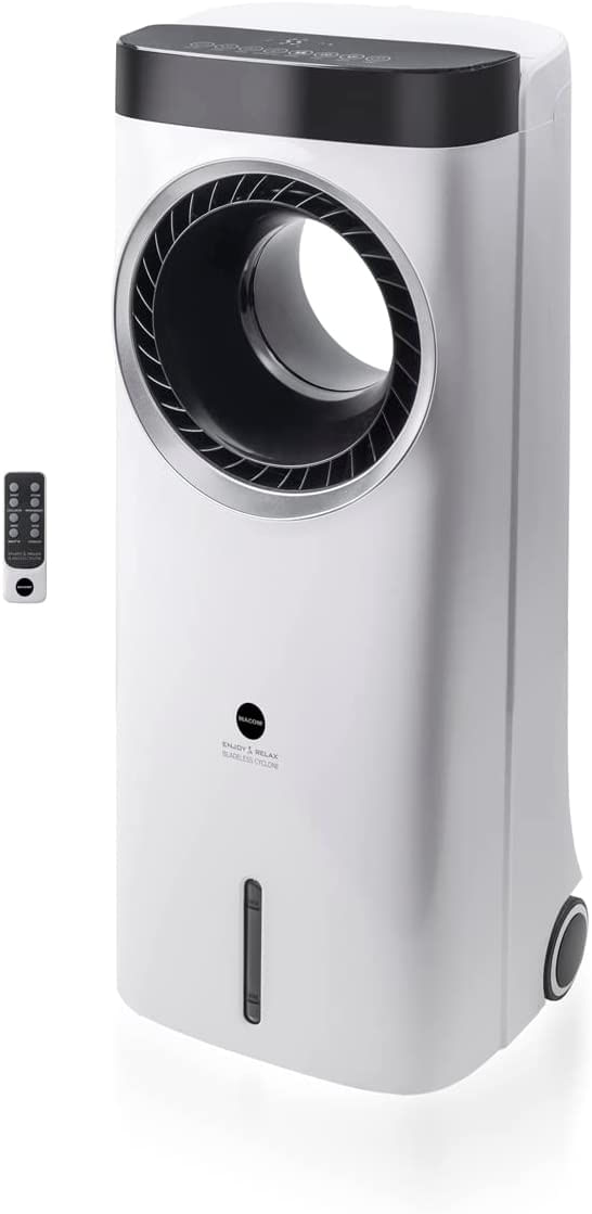 Macom Raffrescatore evaporativo senza pale con ventilatore centrifugo Bladeless Cyclone